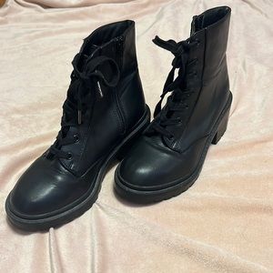 black combat boots